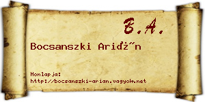 Bocsanszki Arián névjegykártya